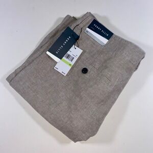Perry Ellis Mens Linen Cotton Blend Drawstring Shorts Chinchilla Beige Size 30